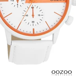 Oozoo Herren Armbanduhr Timepieces Analog Leder weiß UOC11314