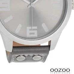 Oozoo Herren Armbanduhr Timepieces Analog Leder grau UOC1007A