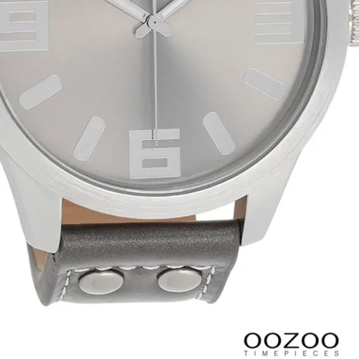 Oozoo Herren Armbanduhr Timepieces Analog Leder grau UOC1007A