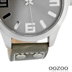 Oozoo Herren Armbanduhr Timepieces Analog Leder grau UOC1057A