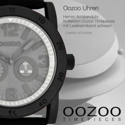 Oozoo Herren Armbanduhr Timepieces Analog Leder schwarz UOC8309A
