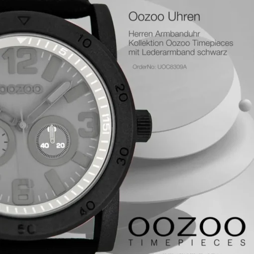 Oozoo Herren Armbanduhr Timepieces Analog Leder schwarz UOC8309A