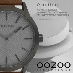 Oozoo Herren Armbanduhr Timepieces Analog Leder dunkelbraun UOC9012A
