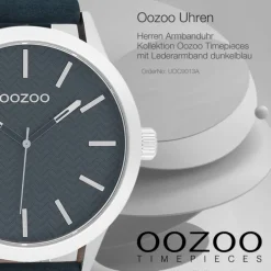 Oozoo Herren Armbanduhr Timepieces Analog Leder dunkelblau UOC9013A