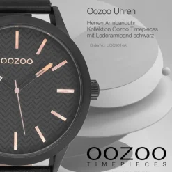 Oozoo Herren Armbanduhr Timepieces Analog Leder schwarz UOC9014A