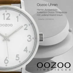 Oozoo Herren Armbanduhr Timepieces Analog Leder braun UOC9401A