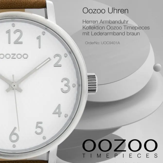 Oozoo Herren Armbanduhr Timepieces Analog Leder braun UOC9401A