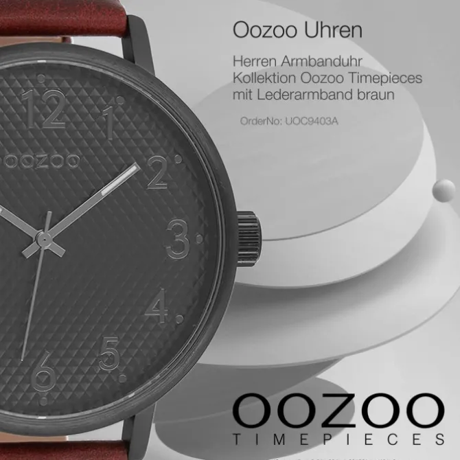 Oozoo Herren Armbanduhr Timepieces Analog Leder braun UOC9403A
