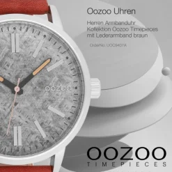 Oozoo Herren Armbanduhr Timepieces Analog Leder braun UOC9407A