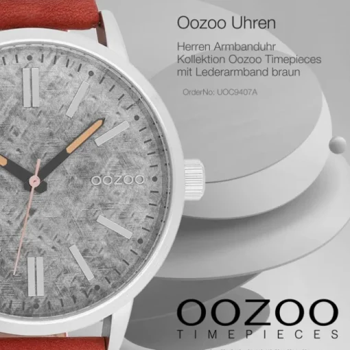 Oozoo Herren Armbanduhr Timepieces Analog Leder braun UOC9407A