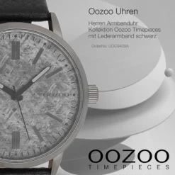 Oozoo Herren Armbanduhr Timepieces Analog Leder schwarz UOC9409A
