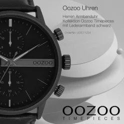 Oozoo Herren Armbanduhr Timepieces Analog Leder schwarz UOC11224