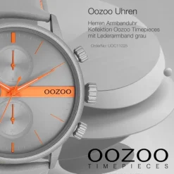 Oozoo Herren Armbanduhr Timepieces Analog Leder grau UOC11225