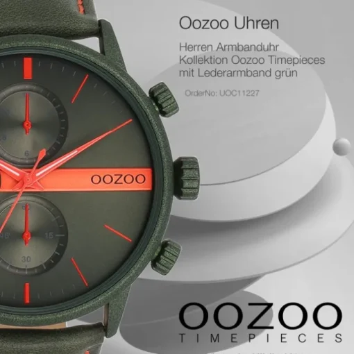 Oozoo Herren Armbanduhr Timepieces Analog Leder grün UOC11227