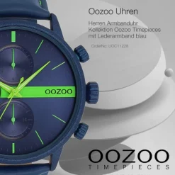 Oozoo Herren Armbanduhr Timepieces Analog Leder blau UOC11228