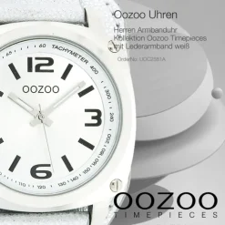 Oozoo Herren Armbanduhr Timepieces Analog Leder weiß UOC2581A