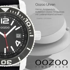 Oozoo Herren Armbanduhr Timepieces Analog Leder schwarz UOC2594A
