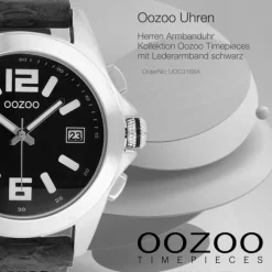 Oozoo Herren Armbanduhr Timepieces Analog Leder schwarz UOC3168A