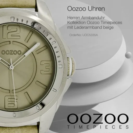 Oozoo Herren Armbanduhr Timepieces Analog Leder beige UOC5335A