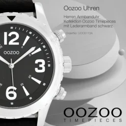 Oozoo Herren Armbanduhr Timepieces Analog Leder schwarz UOC6113A