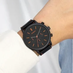 Oozoo Herren Armbanduhr Timepieces Analog Leder schwarz UOC11209