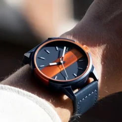 Oozoo Herren Armbanduhr Timepieces Analog Leder blau UOC11232