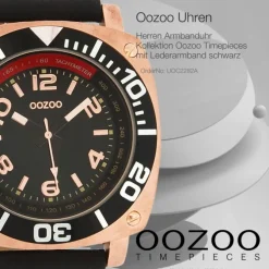 Oozoo Herren Armbanduhr Timepieces Analog Leder schwarz UOC2282A
