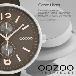 Oozoo Herren Armbanduhr Timepieces Analog Leder dunkelbraun UOC7078A