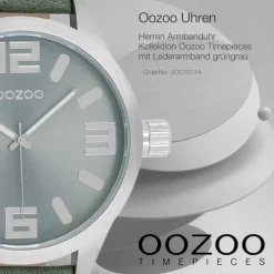 Oozoo Herren Armbanduhr Timepieces Analog Leder grüngrau UOC1011A
