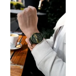 Oozoo Herren Armbanduhr Timepieces Analog Leder forest grün UOC11233