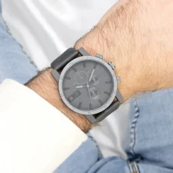 Oozoo Herren Armbanduhr Timepieces Analog Leder dunkelgrau UOC11312