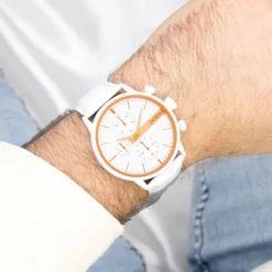 Oozoo Herren Armbanduhr Timepieces Analog Leder weiß UOC11314