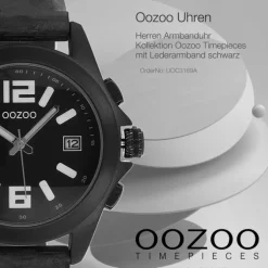 Oozoo Herren Armbanduhr Timepieces Analog Leder schwarz UOC3169A
