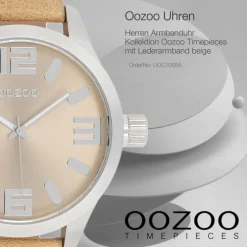Oozoo Herren Armbanduhr Timepieces Analog Leder beige UOC1005A