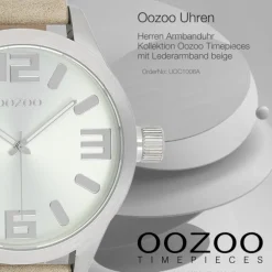 Oozoo Herren Armbanduhr Timepieces Analog Leder beige UOC1006A