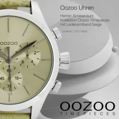Oozoo Herren Armbanduhr Timepieces Analog Leder beige UOC7060A