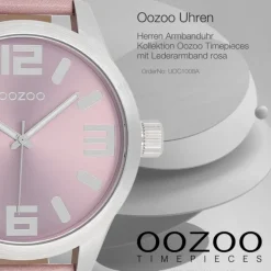 Oozoo Herren Armbanduhr Timepieces Analog Leder rosa UOC1008A