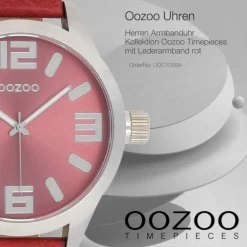 Oozoo Herren Armbanduhr Timepieces Analog Leder rot UOC1009A