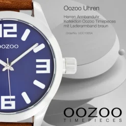 Oozoo Herren Armbanduhr Timepieces Analog Leder braun UOC1065A
