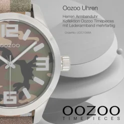 Oozoo Herren Armbanduhr Timepieces Analog Leder mehrfarbig UOC1066A