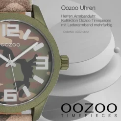 Oozoo Herren Armbanduhr Timepieces Analog Leder mehrfarbig UOC1067A