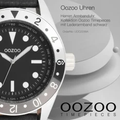 Oozoo Herren Armbanduhr Timepieces Analog Leder schwarz UOC2299A