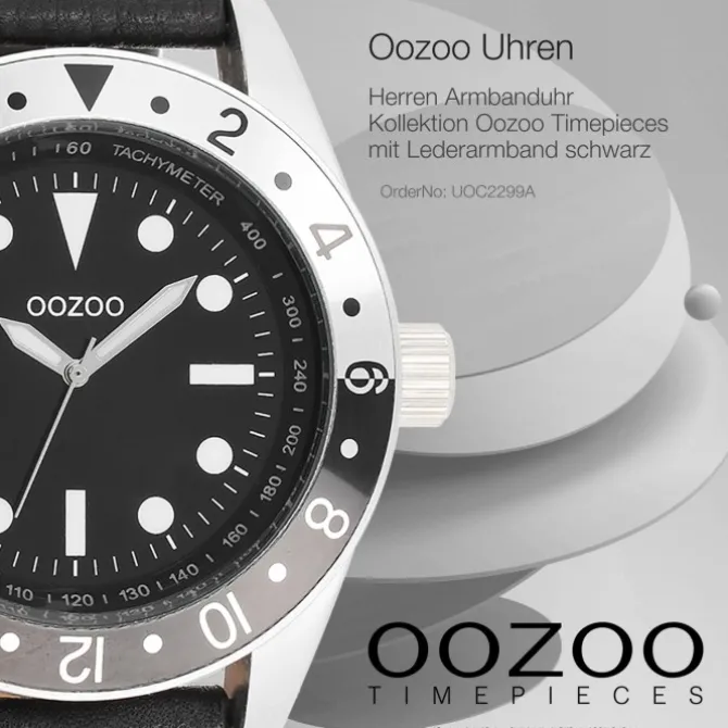 Oozoo Herren Armbanduhr Timepieces Analog Leder schwarz UOC2299A