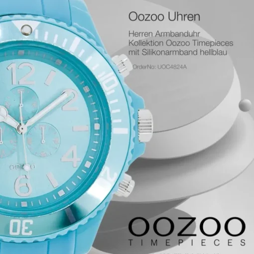 Oozoo Herren Armbanduhr Timepieces Analog Silikon hellblau UOC4824A
