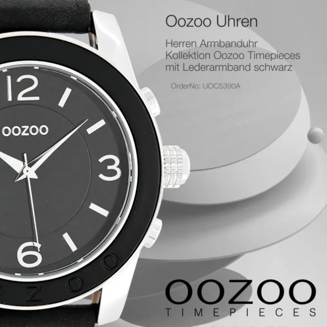 Oozoo Herren Armbanduhr Timepieces Analog Leder schwarz UOC5390A