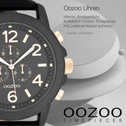 Oozoo Herren Armbanduhr Timepieces Analog Leder schwarz UOC6064A