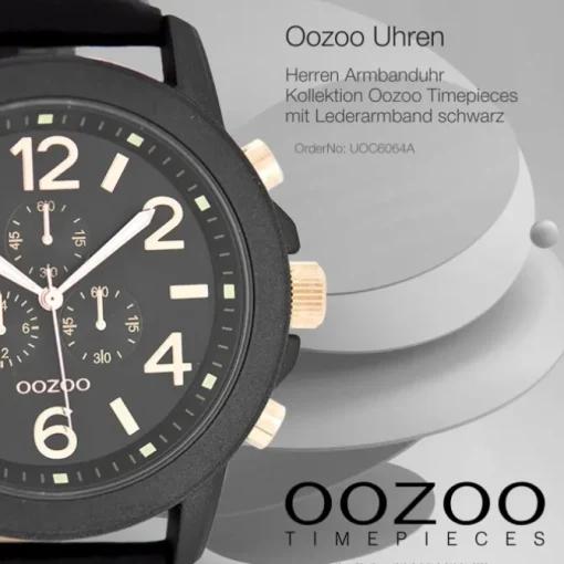 Oozoo Herren Armbanduhr Timepieces Analog Leder schwarz UOC6064A