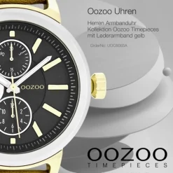 Oozoo Herren Armbanduhr Timepieces Analog Leder gelb UOC6065A
