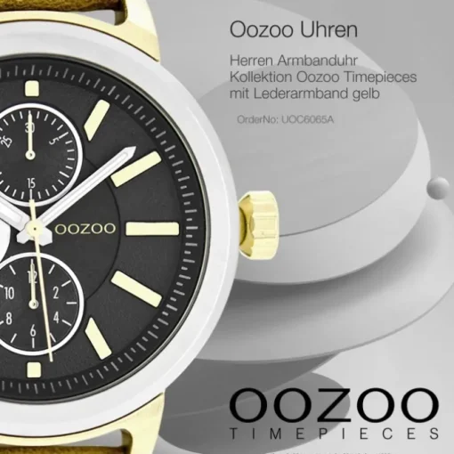 Oozoo Herren Armbanduhr Timepieces Analog Leder gelb UOC6065A