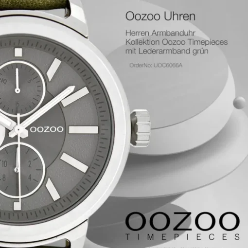 Oozoo Herren Armbanduhr Timepieces Analog Leder grün UOC6066A